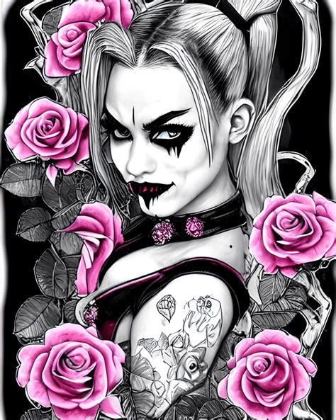 harley quinn tattoos|harley quinn tattoo portrait drawing.